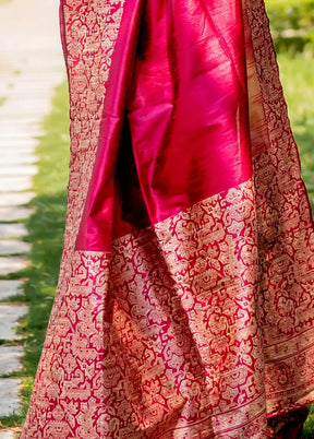 Pink Spun Silk Saree With Blouse Piece