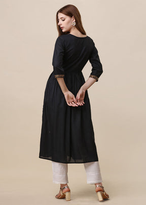 Black Readymade Viscose Anarkali Kurti