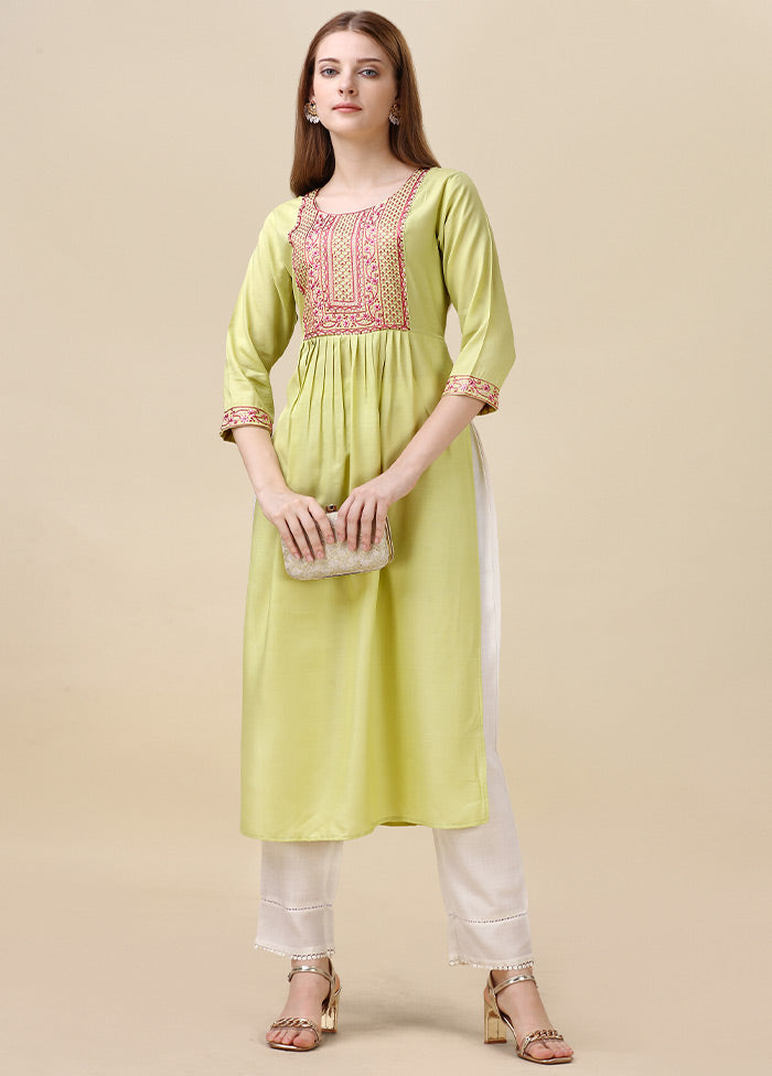 Green Readymade Viscose Anarkali Kurti