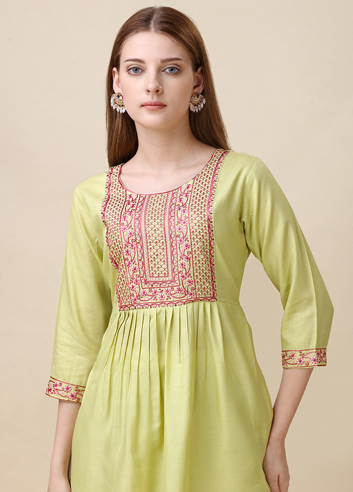 Green Readymade Viscose Anarkali Kurti