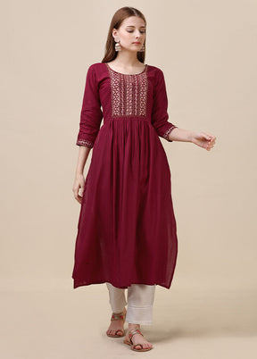 Maroon Readymade Viscose Anarkali Kurti