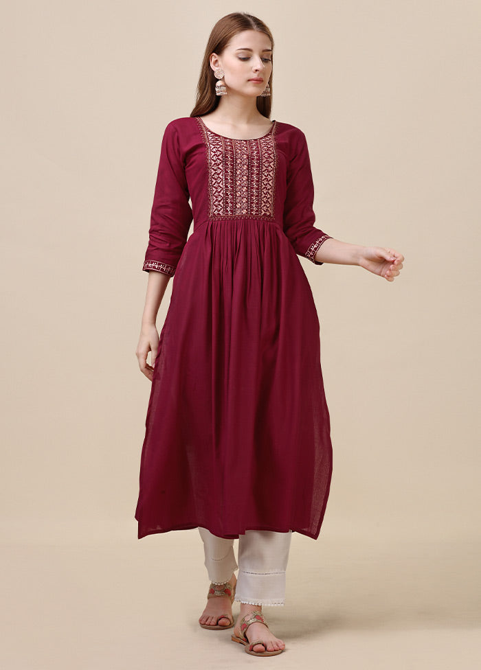 Maroon Readymade Viscose Anarkali Kurti