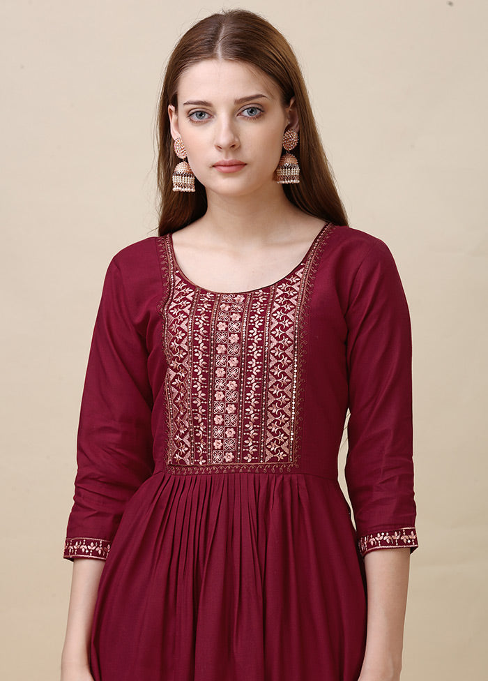 Maroon Readymade Viscose Anarkali Kurti