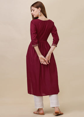 Maroon Readymade Viscose Anarkali Kurti