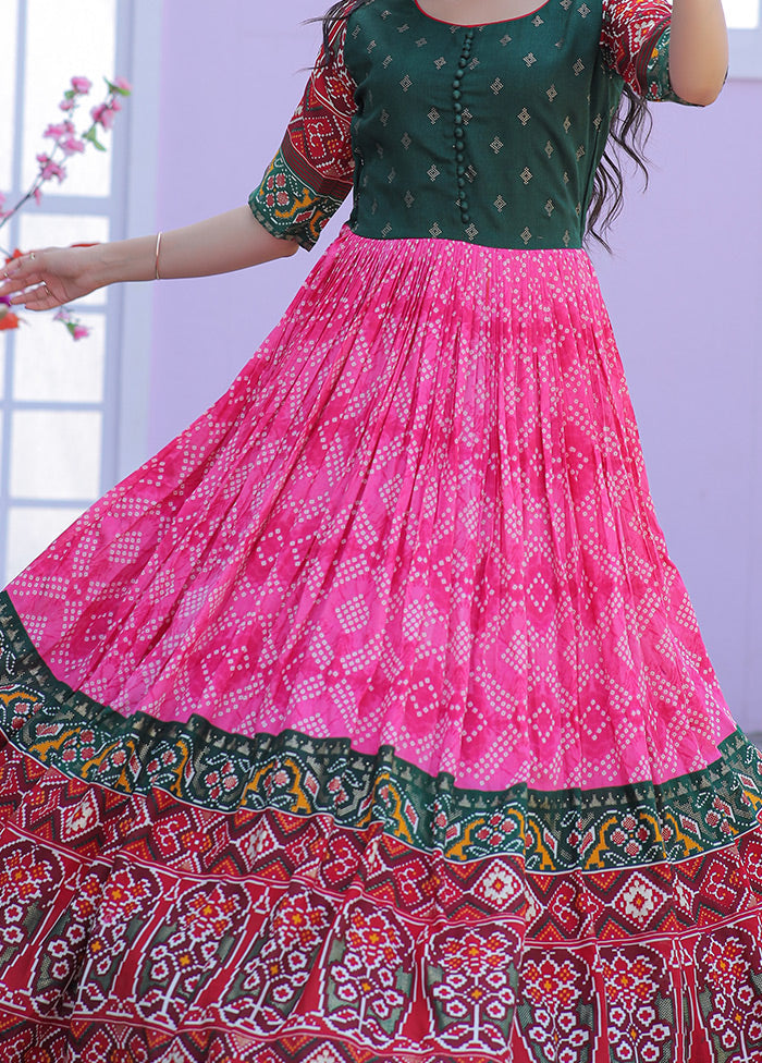 Pink Readymade Silk Indian Dress