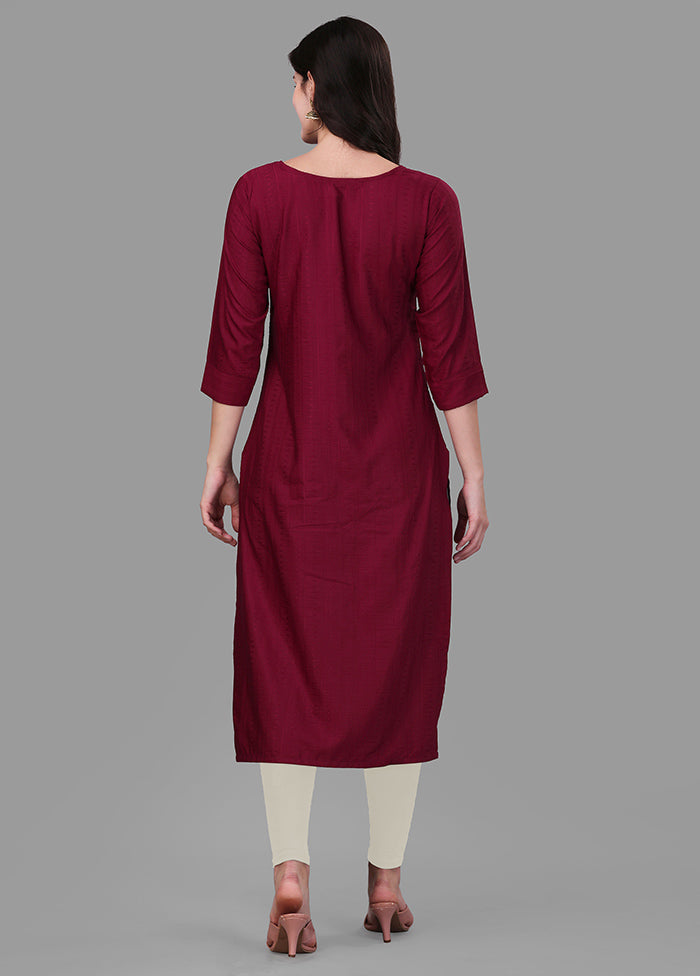 Maroon Readymade Rayon Kurti