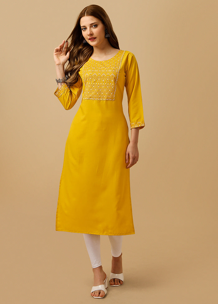 Yellow Readymade Rayon Kurti