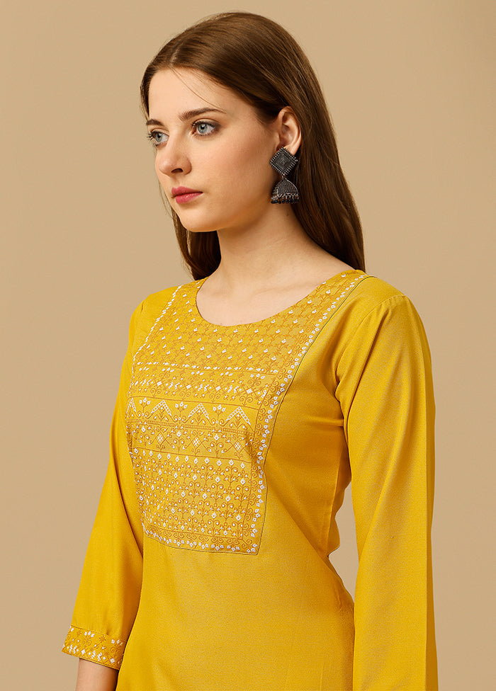 Yellow Readymade Rayon Kurti