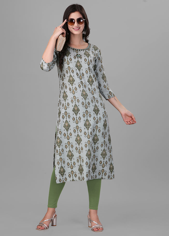 Grey Readymade Rayon Kurti