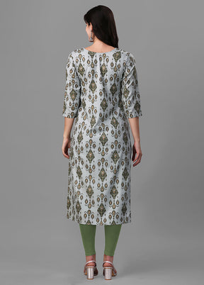 Grey Readymade Rayon Kurti