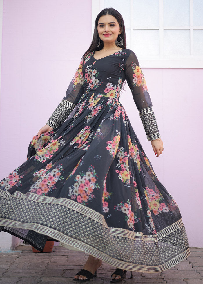 Black Readymade Georgette Indian Dress