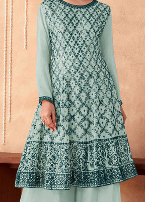 3 Pc Green Semi Stitched Georgette Suit Set