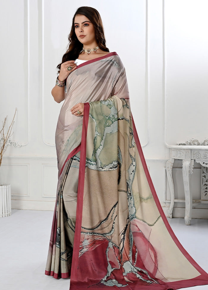 Grey Spun Silk Saree With Blouse Piece