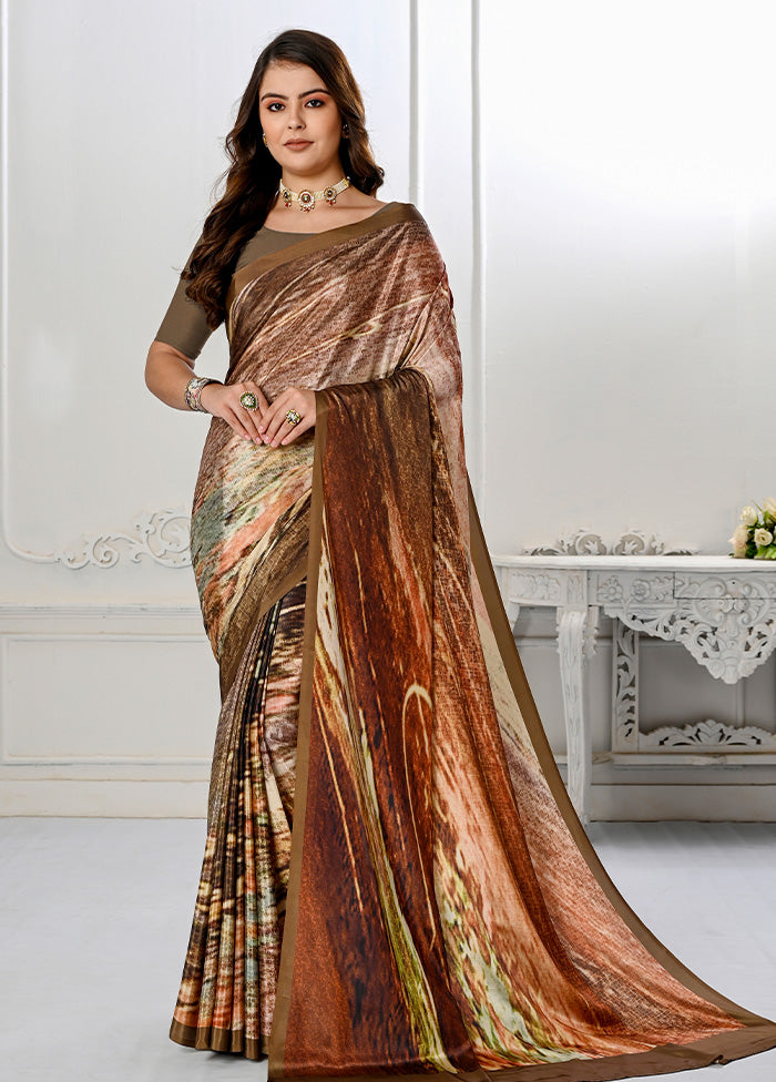 Multicolor Spun Silk Saree With Blouse Piece