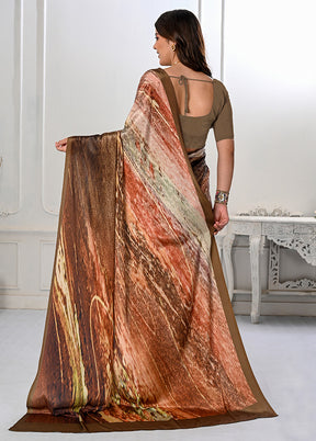 Multicolor Spun Silk Saree With Blouse Piece