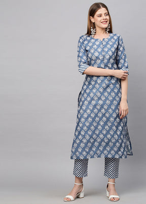 2 Pc Blue Readymade Rayon Kurti Set