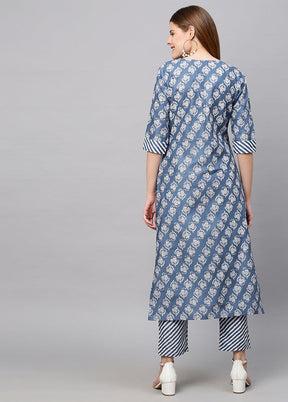 2 Pc Blue Readymade Rayon Kurti Set