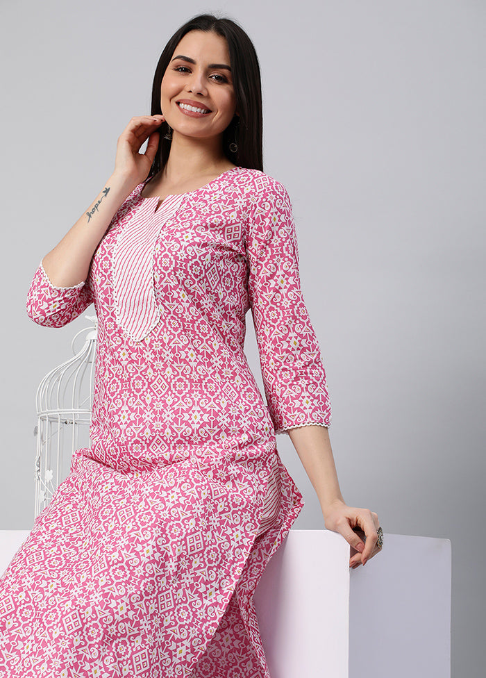 2 Pc Pink Readymade Rayon Kurti Set