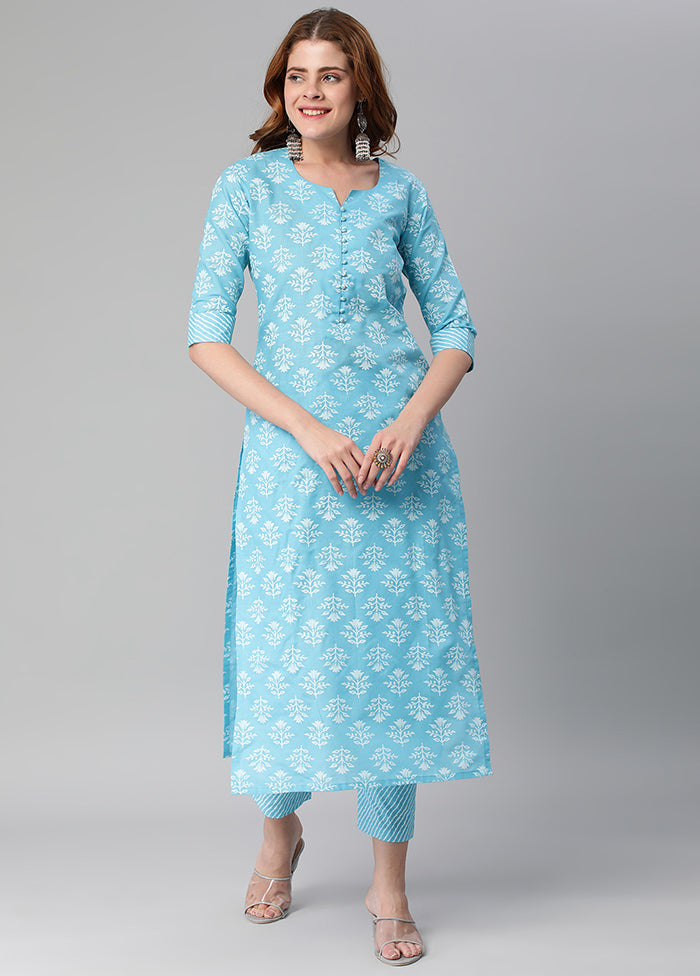 2 Pc Blue Readymade Rayon Kurti Set