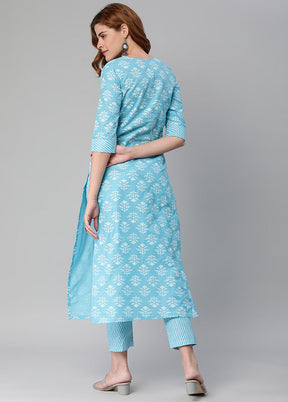 2 Pc Blue Readymade Rayon Kurti Set