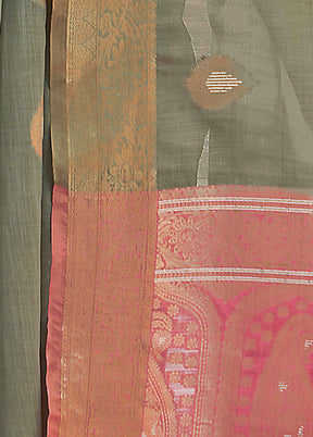 Grey Spun Silk Saree With Blouse Piece