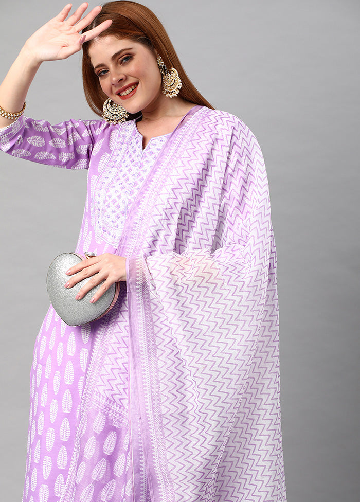 3 Pc Purple Readymade Rayon Suit Set