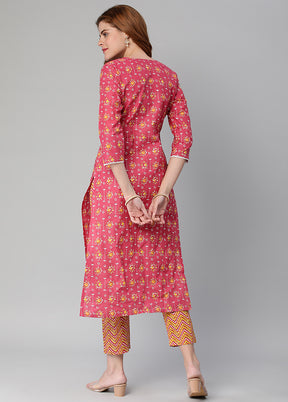 2 Pc Pink Readymade Rayon Kurti Set