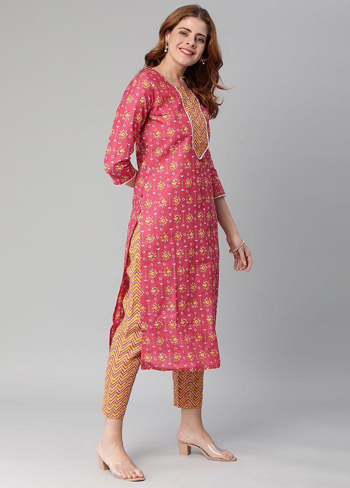 2 Pc Pink Readymade Rayon Kurti Set