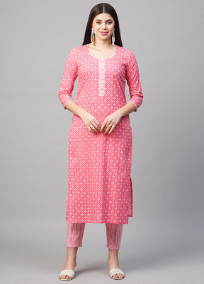 2 Pc Pink Readymade Rayon Kurti Set