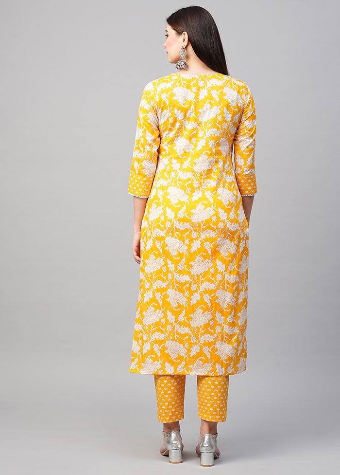 2 Pc Yellow Readymade Rayon Kurti Set