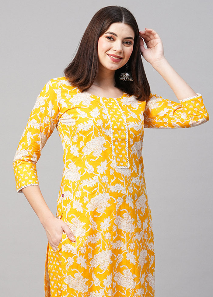 2 Pc Yellow Readymade Rayon Kurti Set