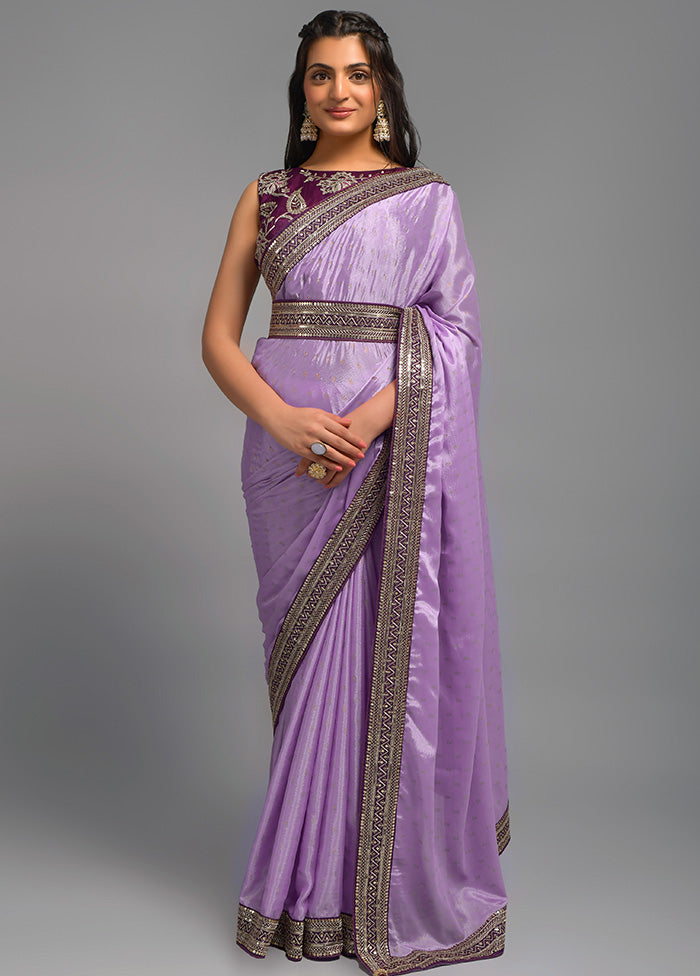 Purple Spun Silk Saree With Blouse Piece