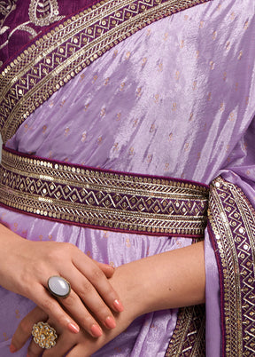 Purple Spun Silk Saree With Blouse Piece