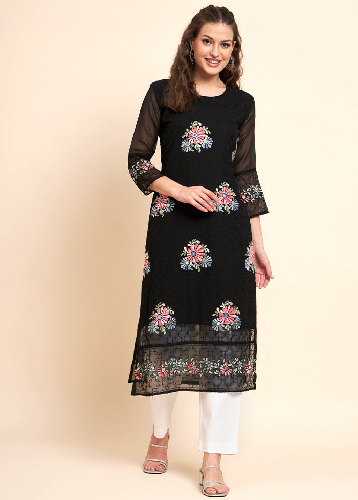 Black Readymade Georgette Kurti