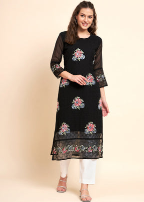 Black Readymade Georgette Kurti