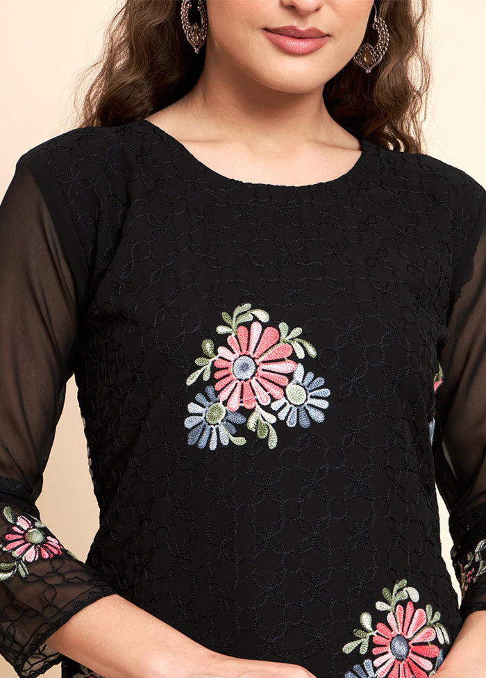 Black Readymade Georgette Kurti