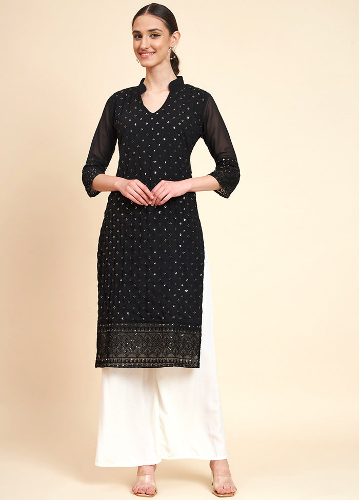 Black Readymade Georgette Kurti