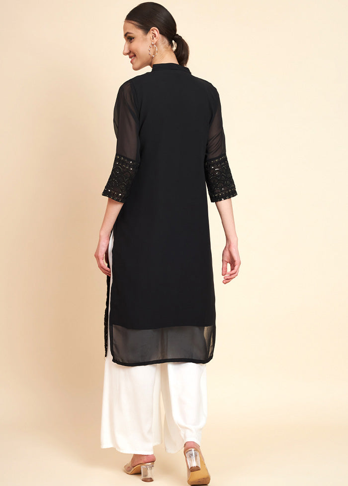 Black Readymade Georgette Kurti