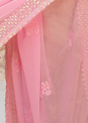 Pink Georgette Saree With Blouse Piece