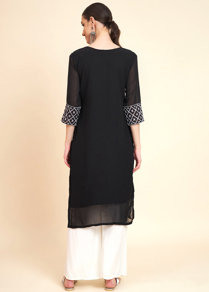 Black Readymade Georgette Kurti