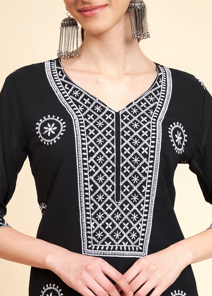 Black Readymade Georgette Kurti