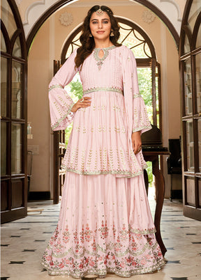 3 Pc Pink Unstitched Silk Suit Set