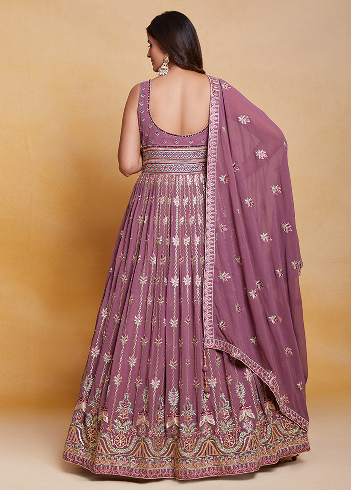 Lavender Readymade Georgette Indian Dress