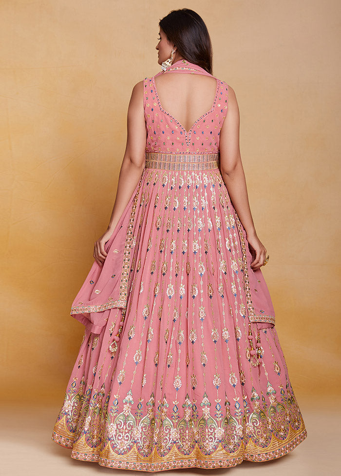 Pink Readymade Georgette Indian Dress