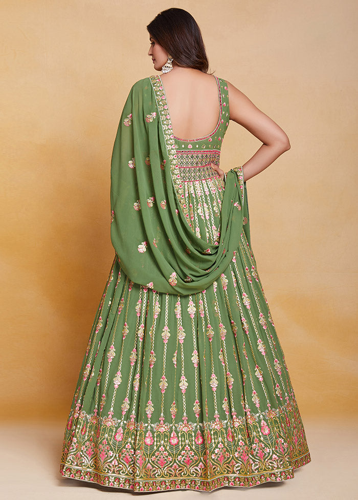 Green Readymade Georgette Indian Dress