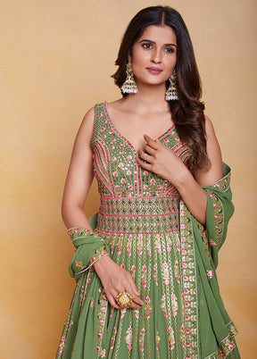 Green Readymade Georgette Indian Dress