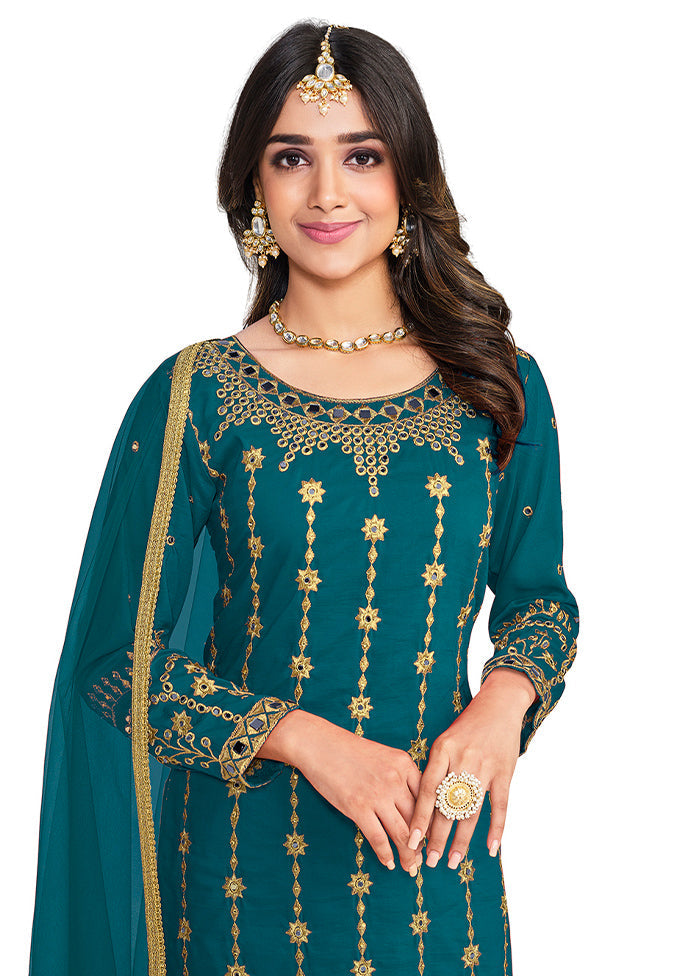 3 Pc Firoza Unstitched Silk Suit Set