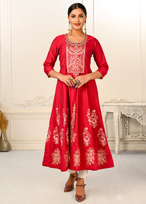 Red Readymade Cotton Kurti