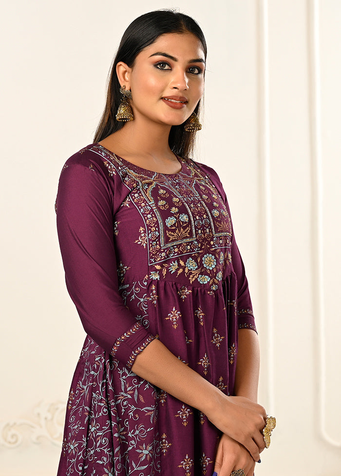 Wine Readymade Cotton Kurti