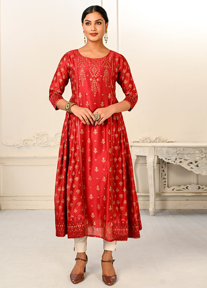 Maroon Readymade Cotton Kurti